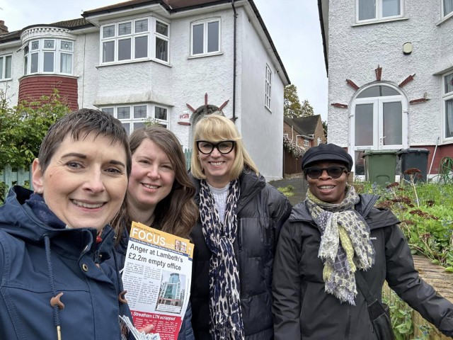 Caroline campigning with Liberal Democrat activists in Lambeth