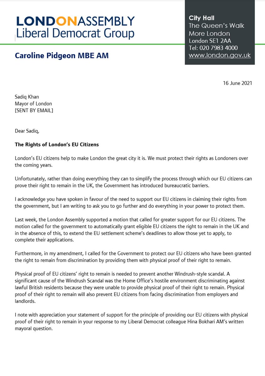 Letter to the Mayor