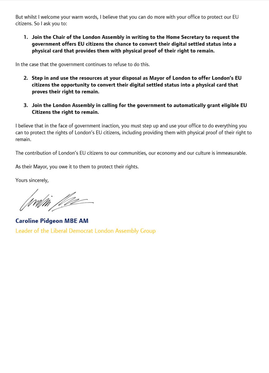 Letter to the Mayor