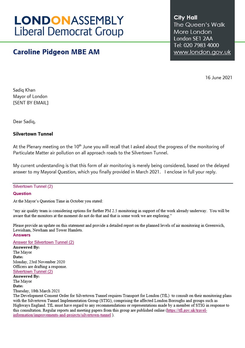 Letter to the Mayor