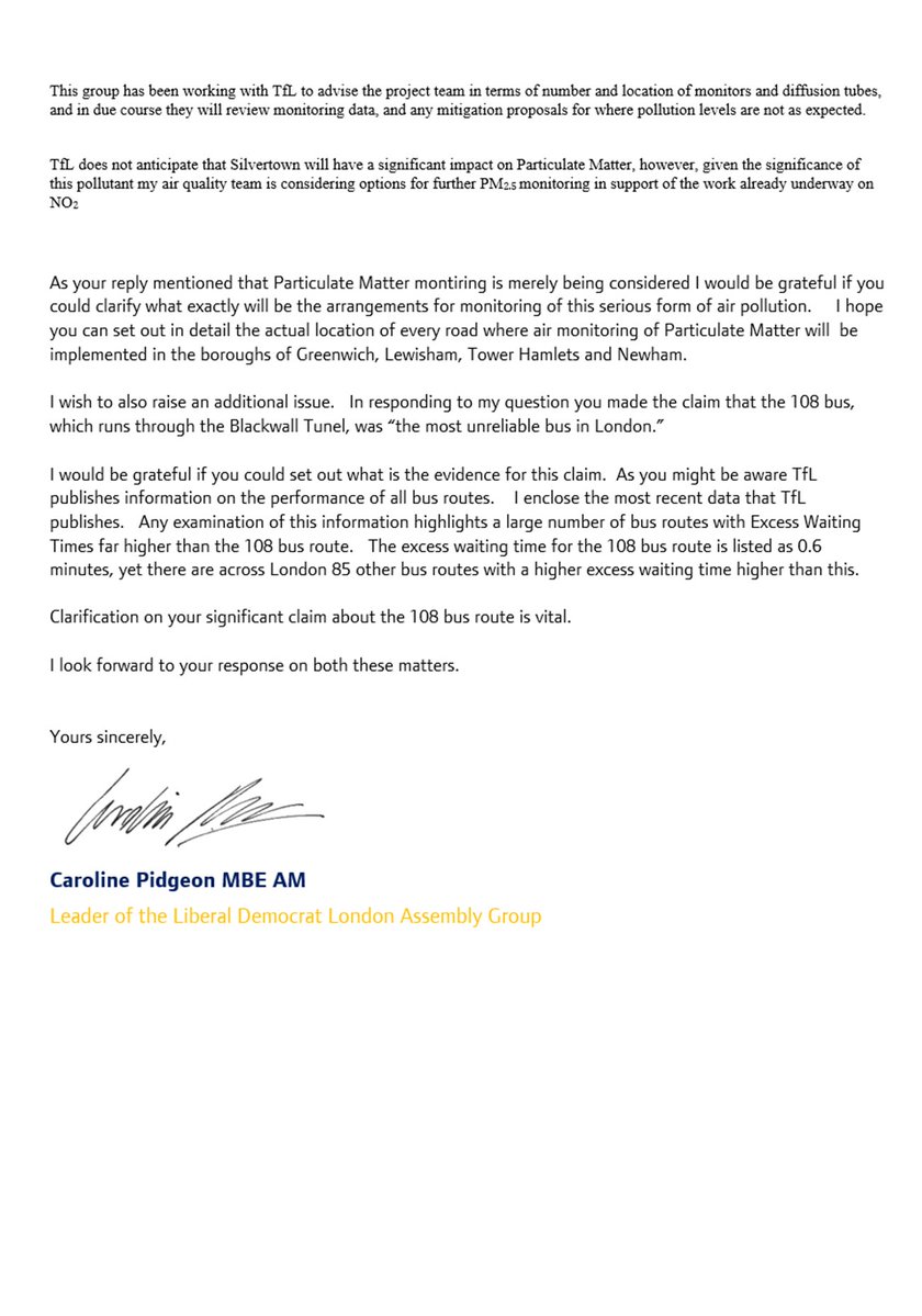 Letter to the Mayor