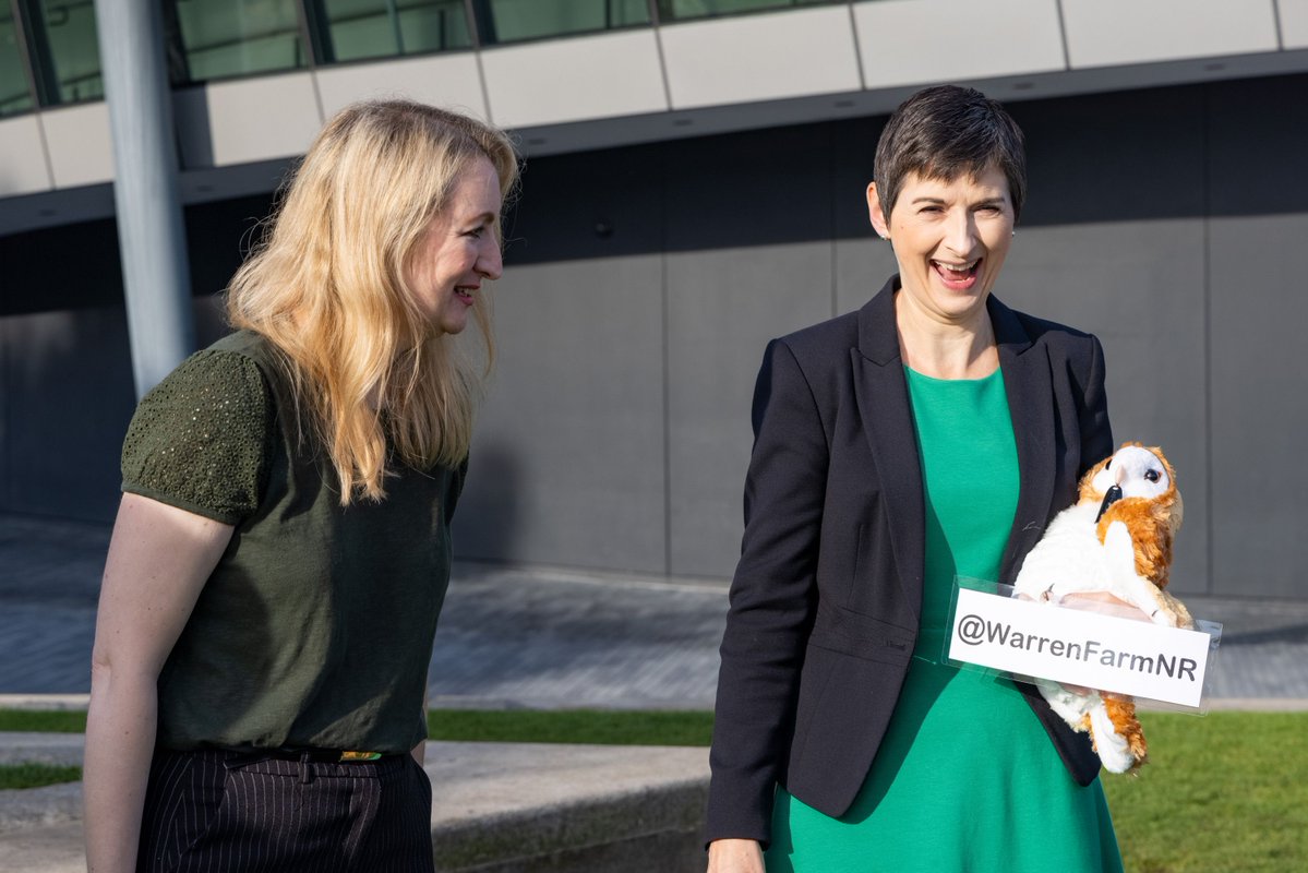 Caroline outside City Hall receiving Warren Farm Nature Reserve's petition