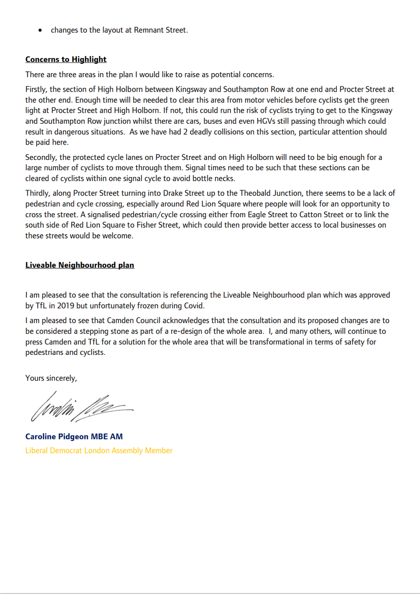 Letter to Transport for London on Holborn Gyratory cycling plans