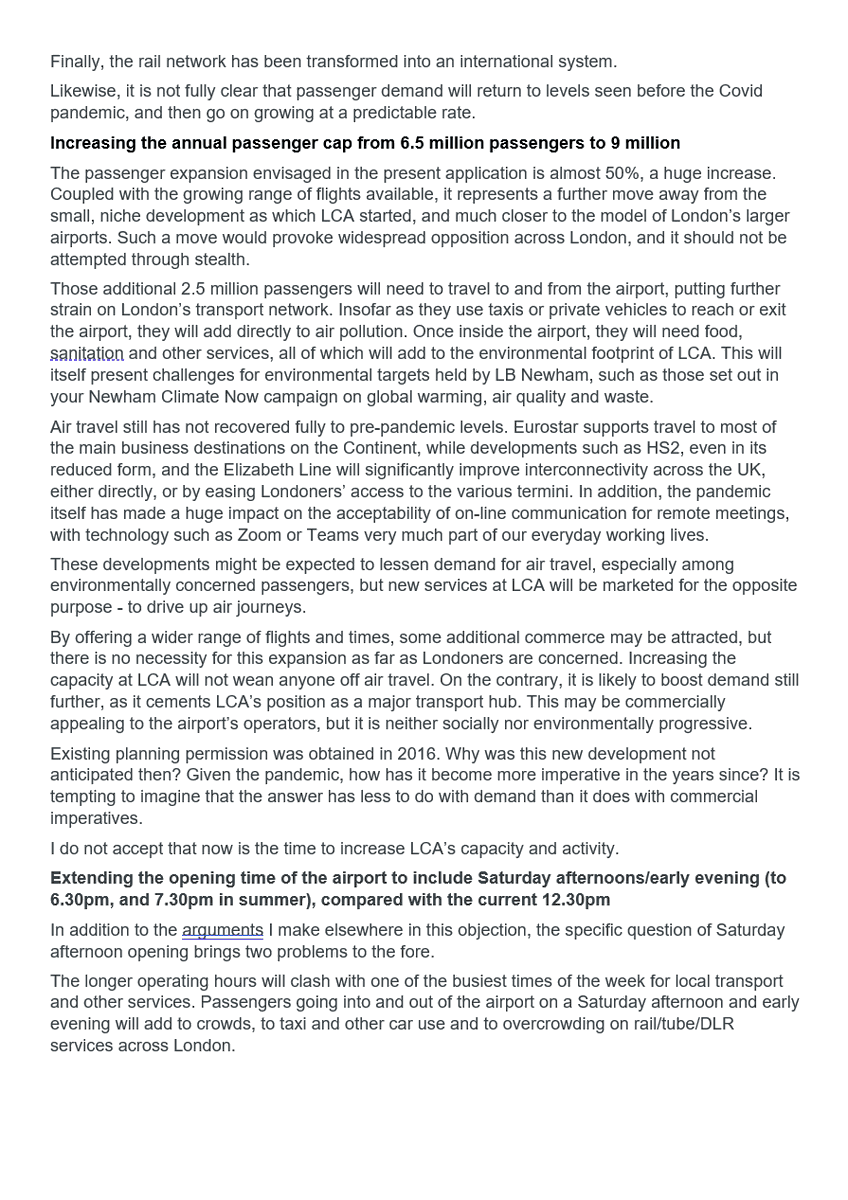Caroline's letter to Newham Council opposing City Airport expansion