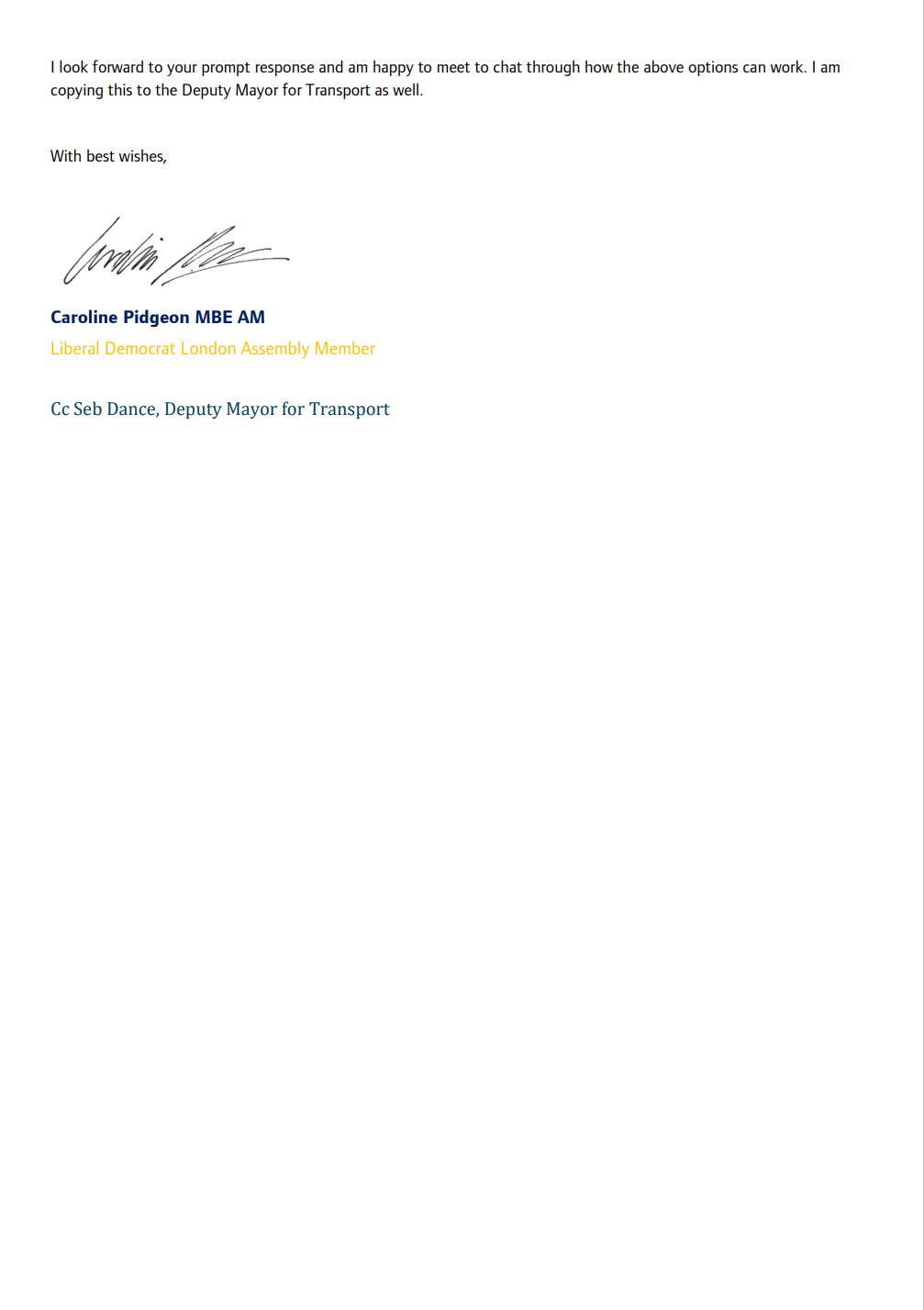 Letter to Mayor and Transport for London Commissioner on tackling Tube noise